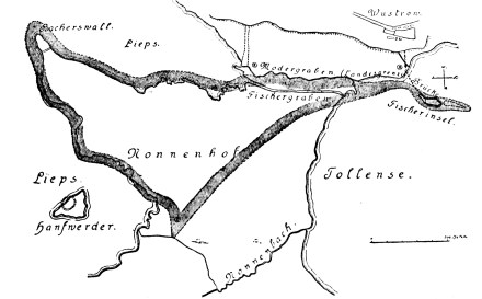 Maßstab 1:25000 Abb. 12. Nonnenhof und Fischerinsel Norden liegt rechts! Z.f.E. 44, 1912